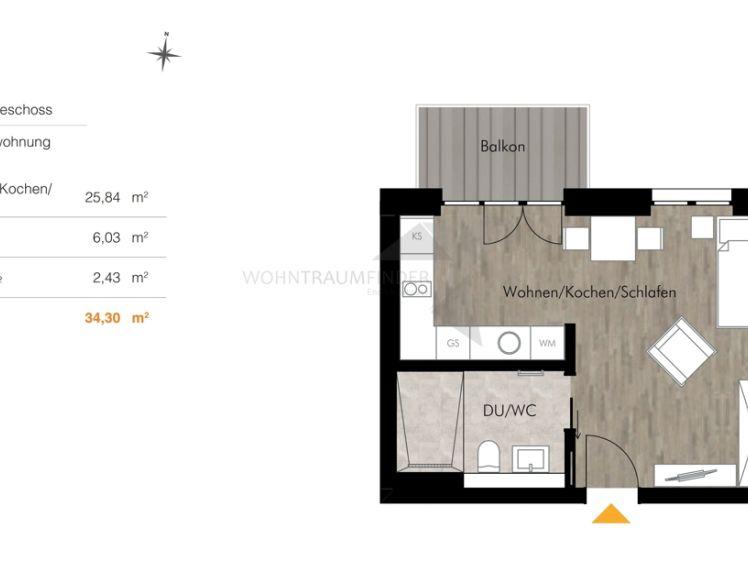 Frühlingsangebot! Perfekt für Singles! Moderne 1-Raum-Whg. mit Einbauküche & Balkon am Kulturpalast - Photo 1