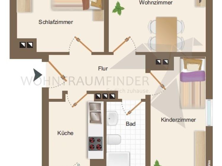 ++ EBK inklusive ++ Moderne 3-Raum-Wohnung mit Balkon und Tageslichtbad - Foto 1