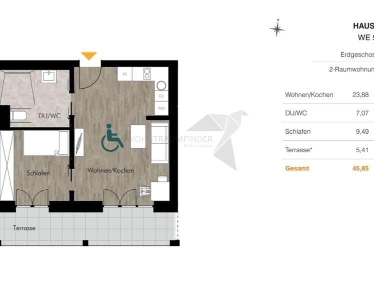 + Winterangebot + Stylisch & rollstuhlgerecht: Erstbezug 2 Raum mit EBK & Terrasse am Kulturpalast - Photo 1