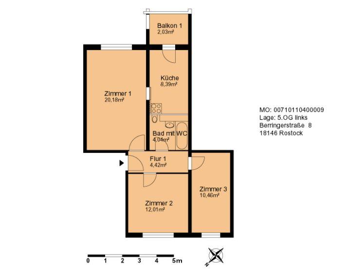 Helle 3-Zimmer-Stadtwohnung im 5. OG – Überblick statt Aufzug, ideal für fitte Großstadtmenschen - Foto 1