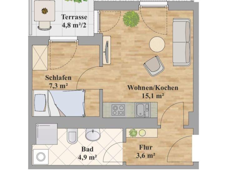 Modern ausgestattete Singlewohnung mit Terrasse und kleinem Gartenanteil! - Photo 1