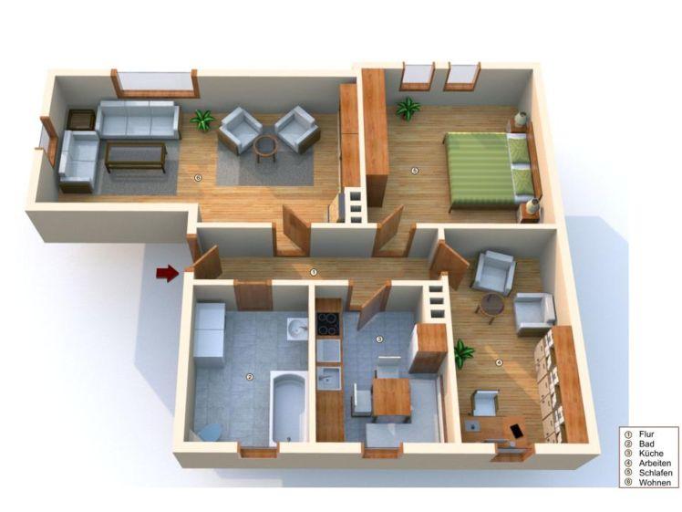 Super geschnittene 3 Zimmer Mietwohnung in Jena Ost, 2 Obergeschoss - Foto 1