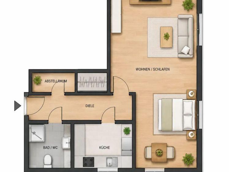 1-Zimmer-Wohnung mit Einbauküche Nürnberg – ab sofort bezugsfrei - Photo 1