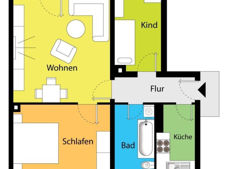 Sonnige Wohnung mit großem Balkon in ländlicher Umgebung! Modern renoviert! - Photo 1