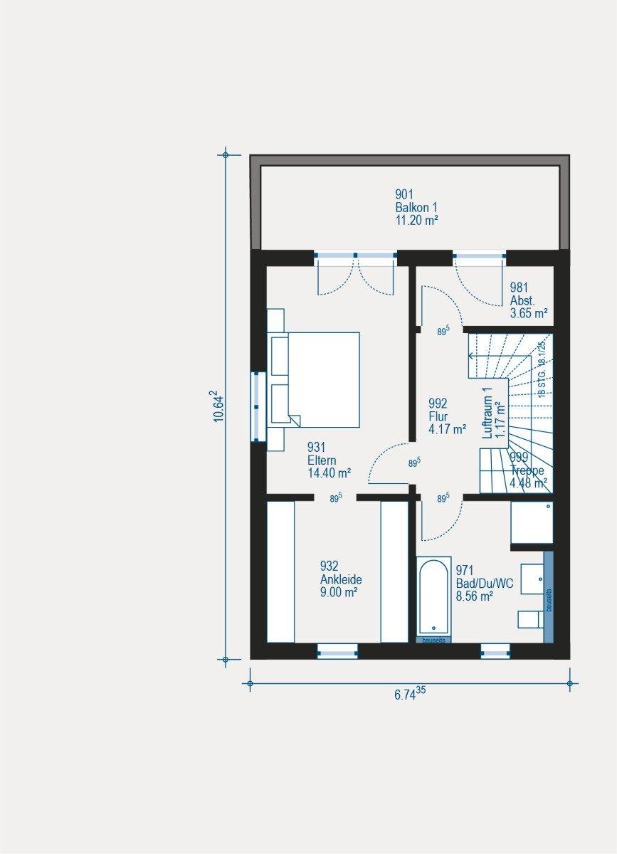 Grundriss Erdgeschoss ohne Mehrpreis frei änderbar.