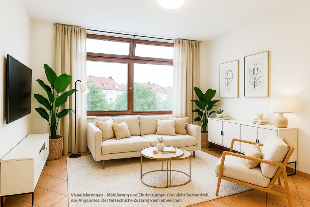 Visualisierungen – Möblierung und Einrichtung sind nicht Bestandteil des Angebots. Der tatsächliche Zustand kann abweichen.