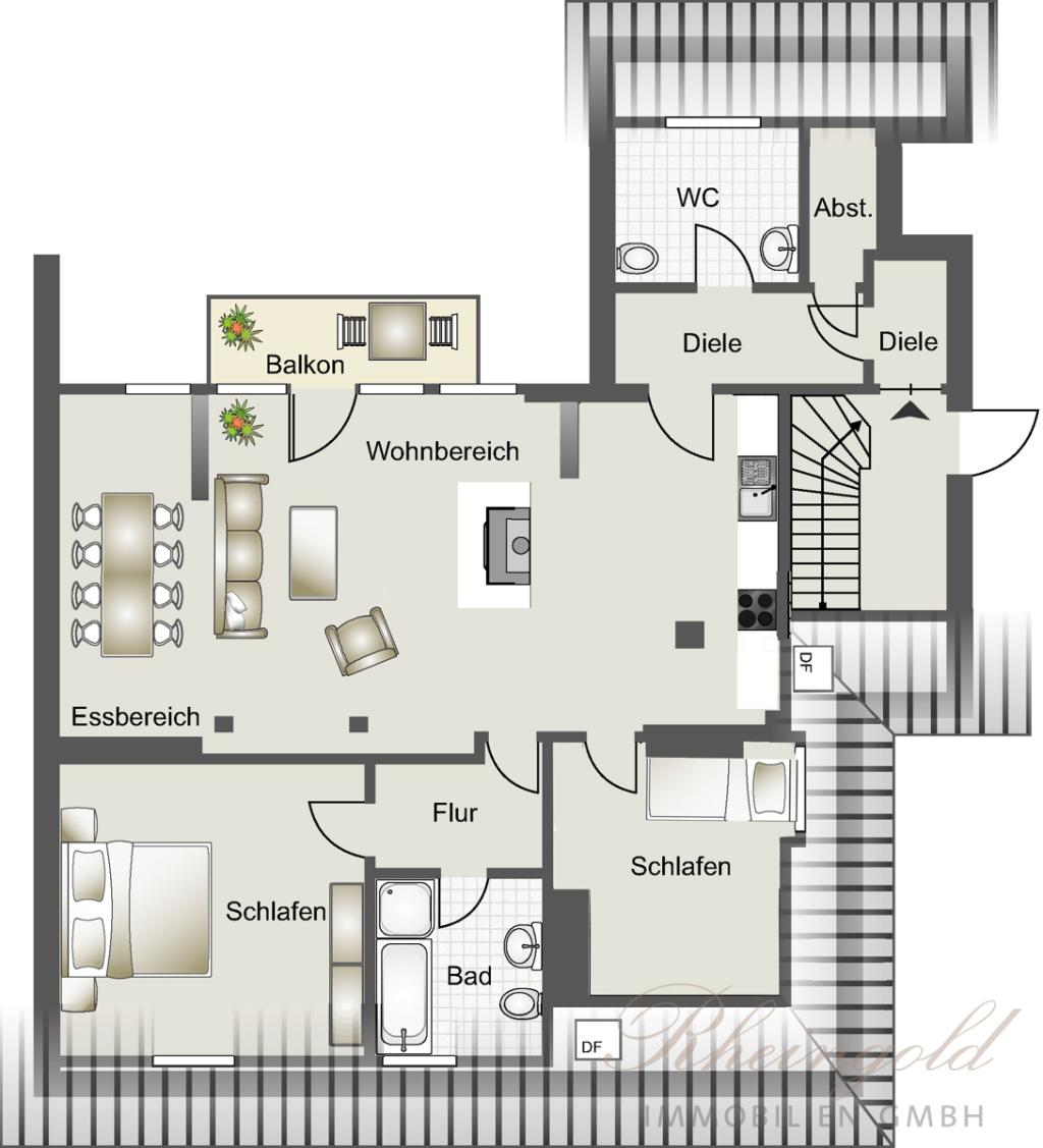 3034-PF Grundrissvariante mit 3tem Zimmer
