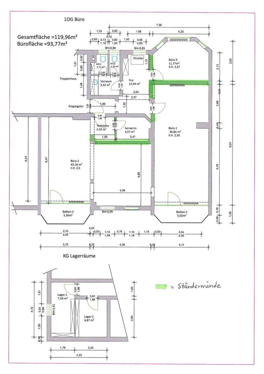 Grundriss Bürofläche