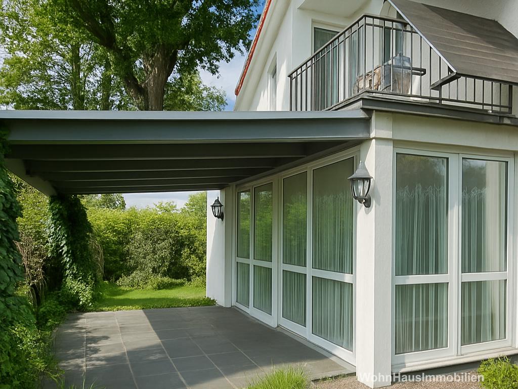 Überdachter Terrassenplatz und Balkon