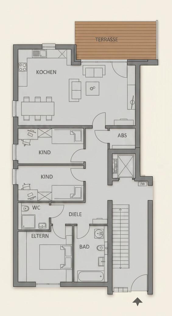 4-Zimmer-Wohnung im Erdgeschoss mit Gartenanteil in schöner Wohnlage von Bergisch Gladbach-Hand - Photo 2