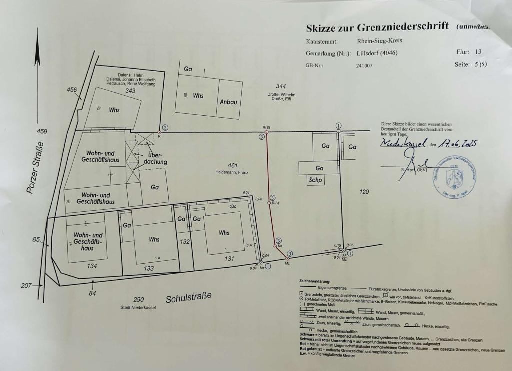Skizze zur Grenzniederschrift
