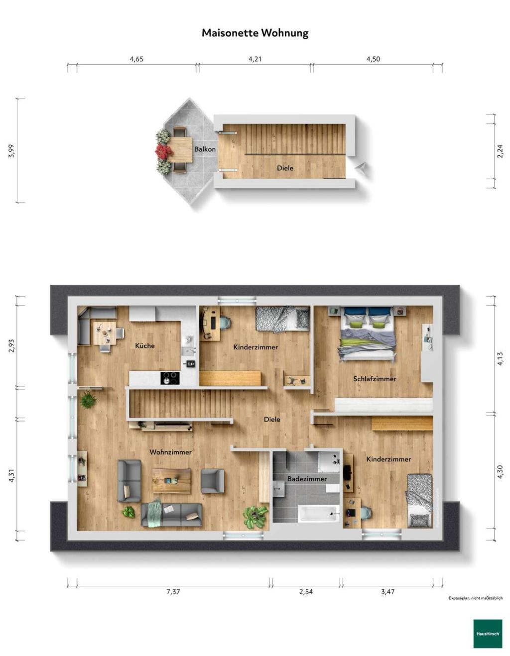 Grundriss Beispielmöbilierung