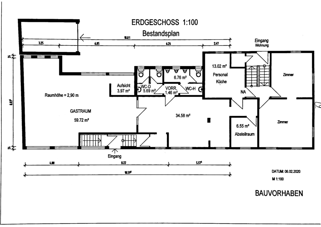Grundriss Erdgeschoss Bistro