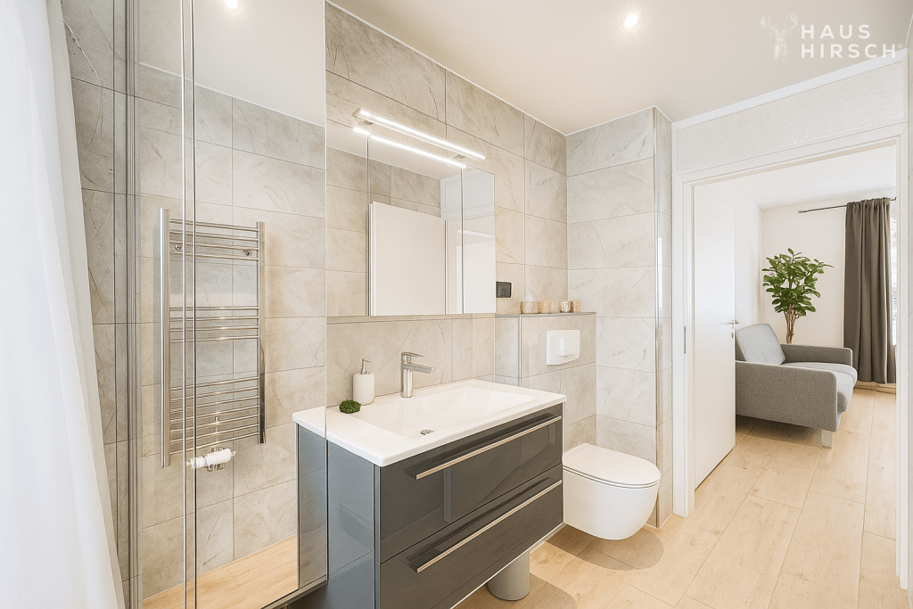 Bad mit Dusche und Fenster