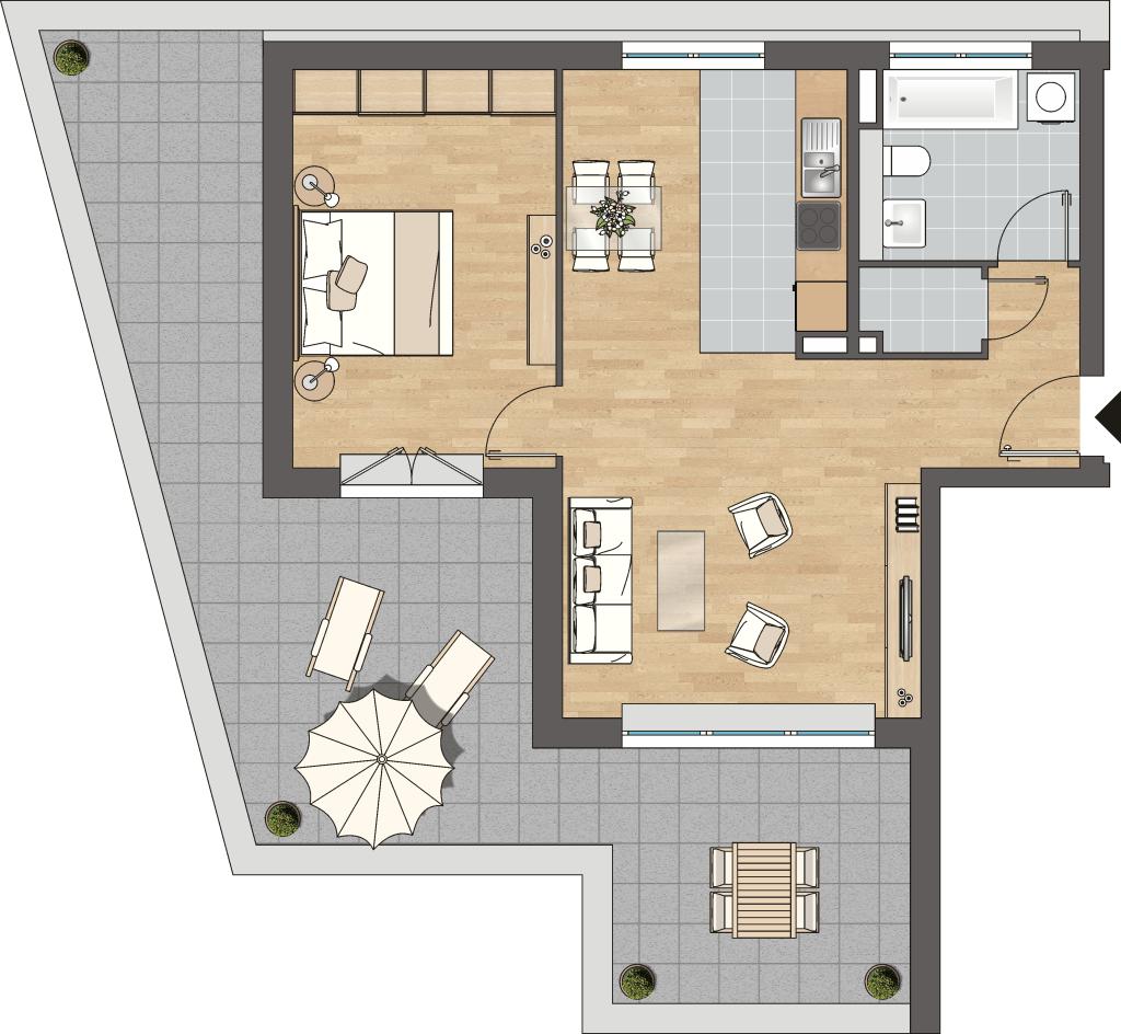 2-Zimmer-Wohnung mit großer Dachterrasse in Griesheim - Foto 1