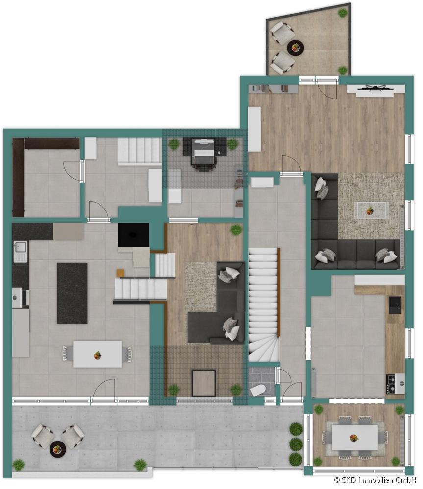Grundriss-Skizze I Beide Häuser I Erdgeschoss 