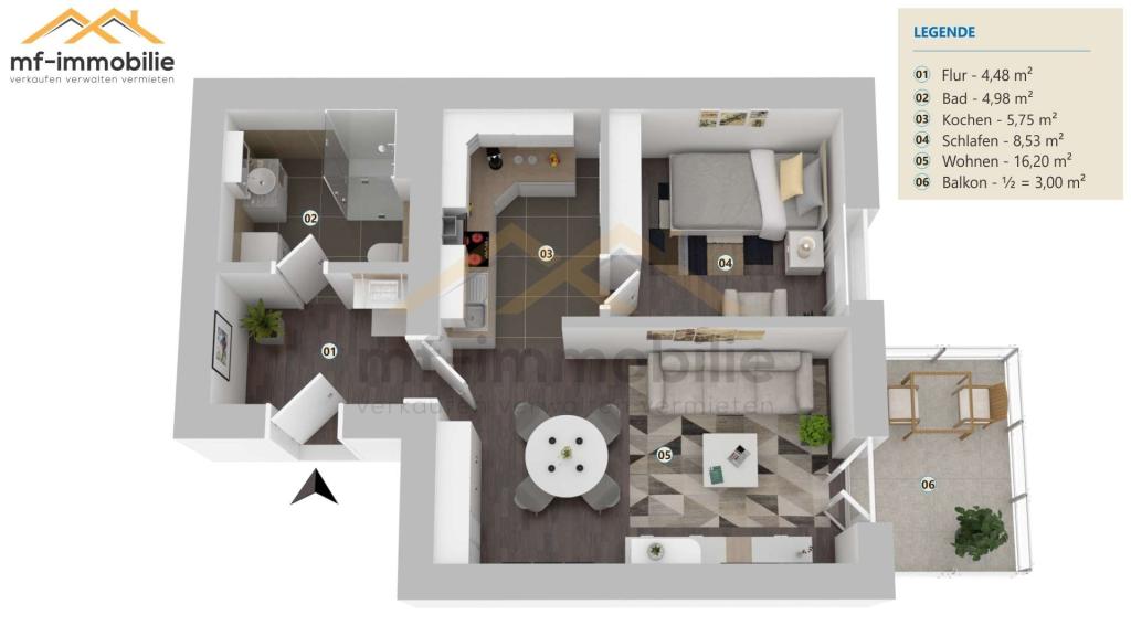 zwei Zimmer Wohnung mit Balkon in Mariental EBK kann übernommen werden - Photo 1
