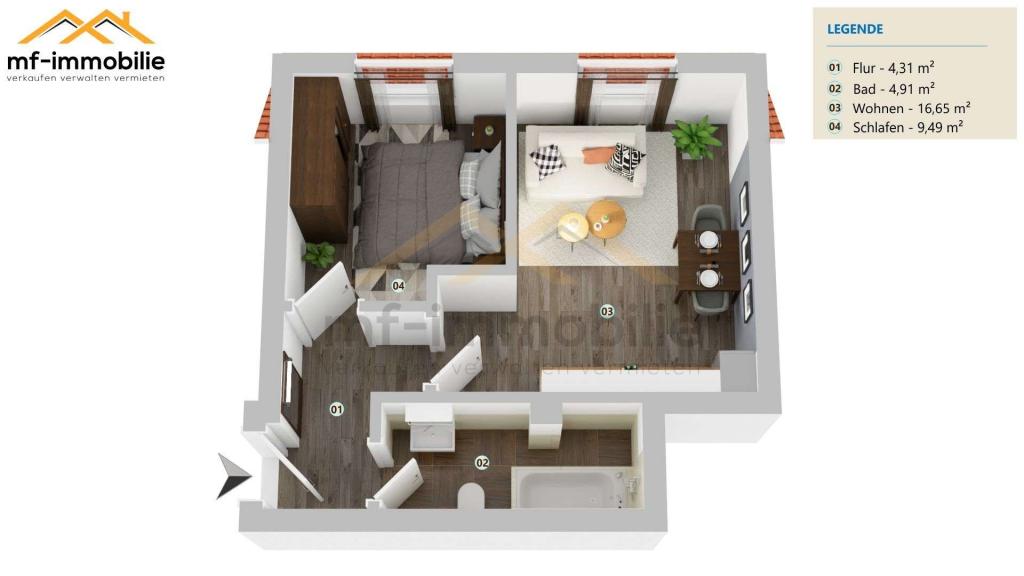 zwei Zimmer Appartement in Mariental 35qm - Foto 4