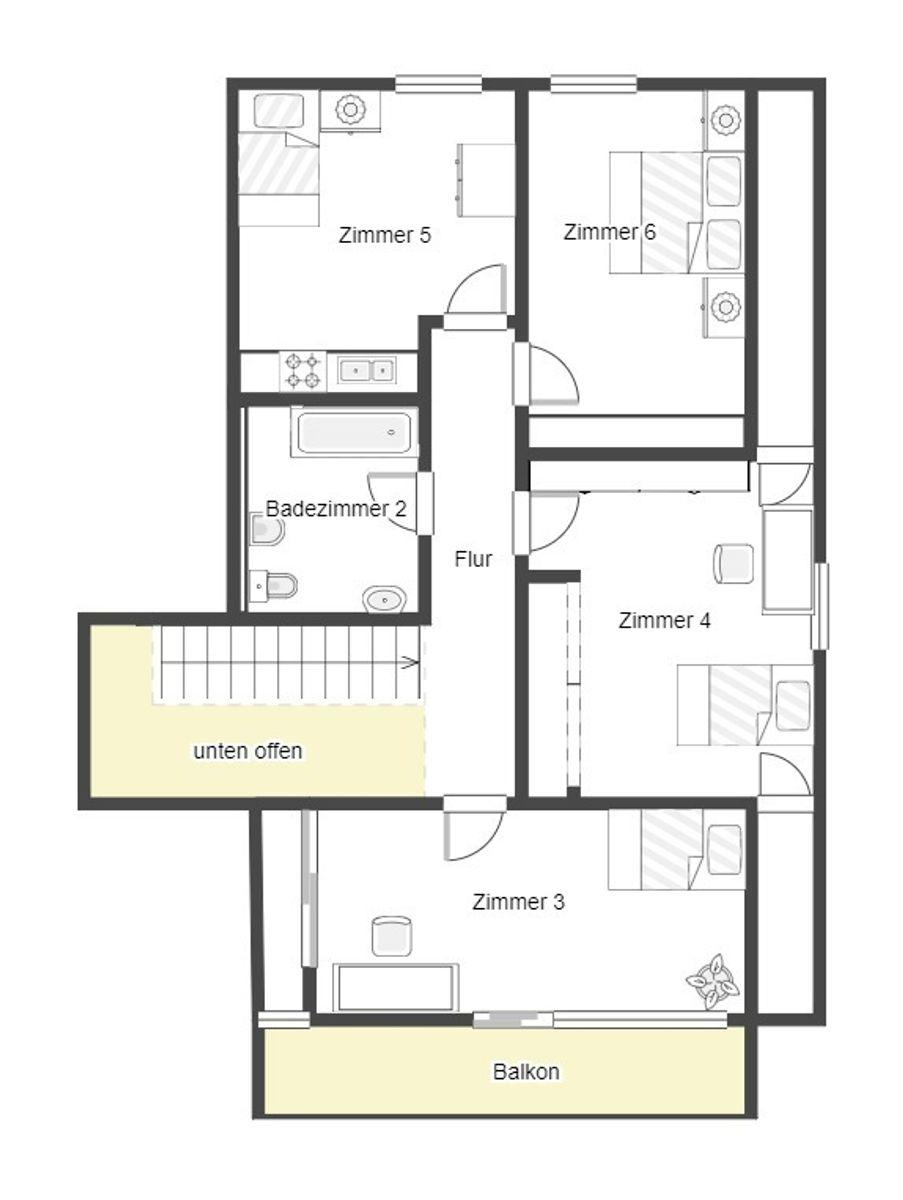 Grundriss Skizze 1. Etage