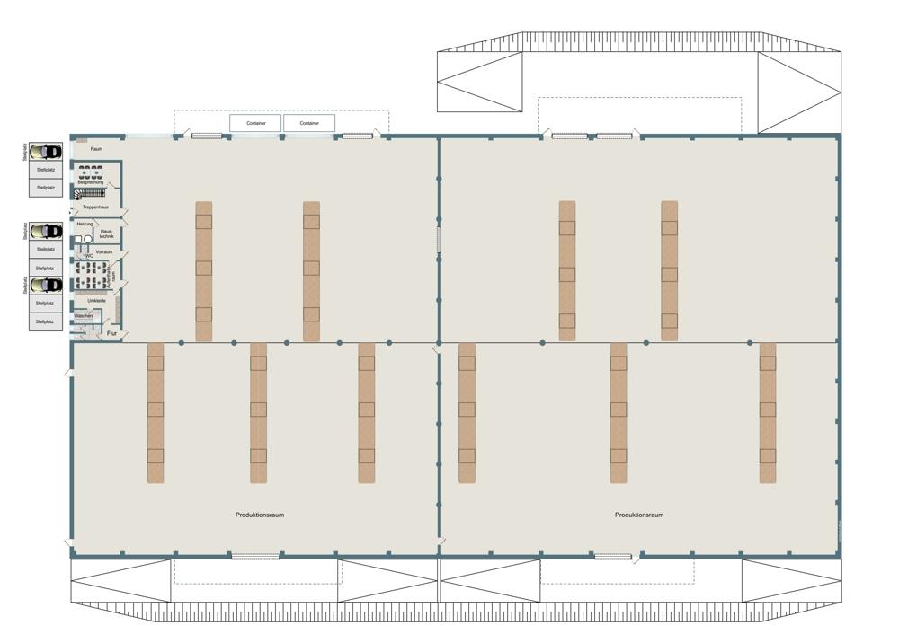 Erdgeschoss Halle mit Sozialräumen