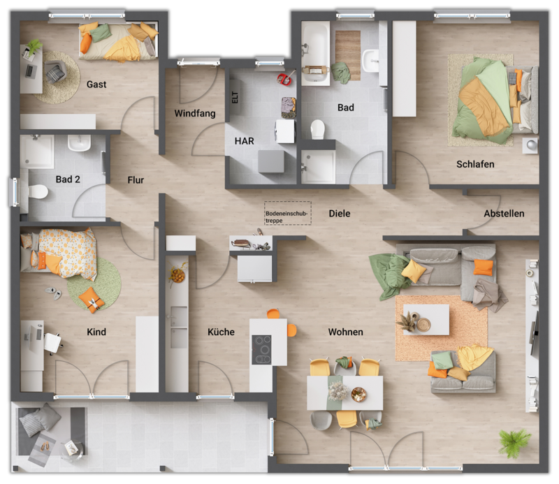 Grundriss-Bungalow-128-Erdgeschoss