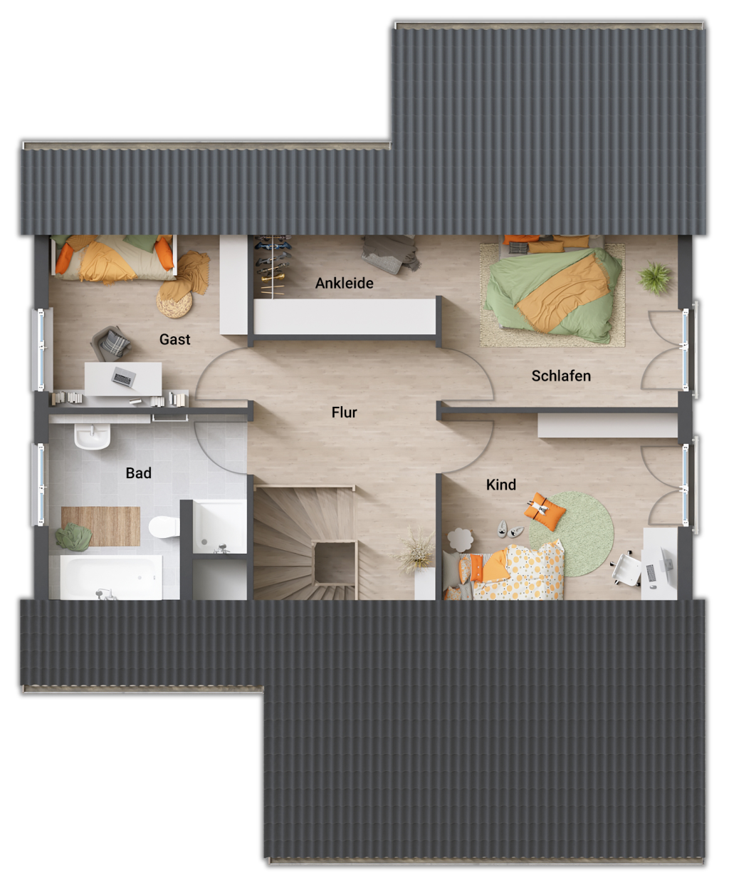 Variante mit Wintergarten und Carport