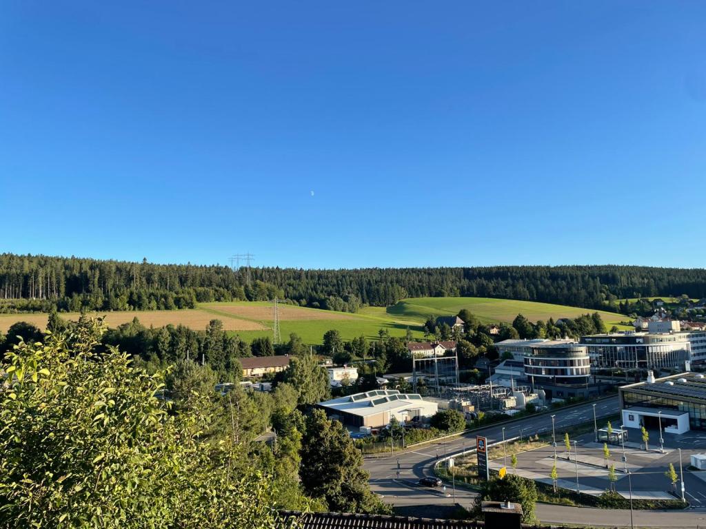 Sonnenbalkon: Grünes Land trifft modernes Leben mit Aussicht vom Balkon