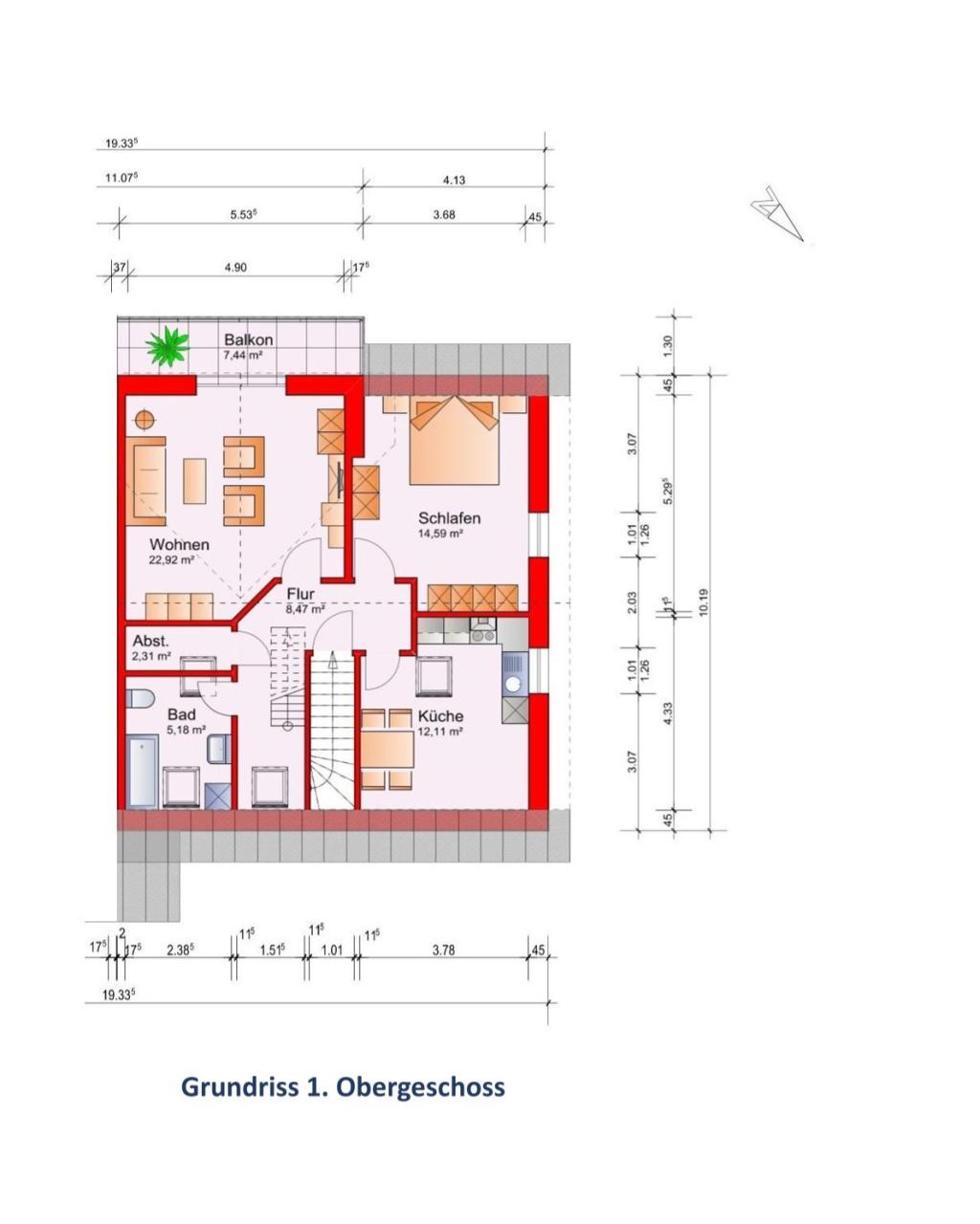 Grundriss 1. Obergeschoss rechts