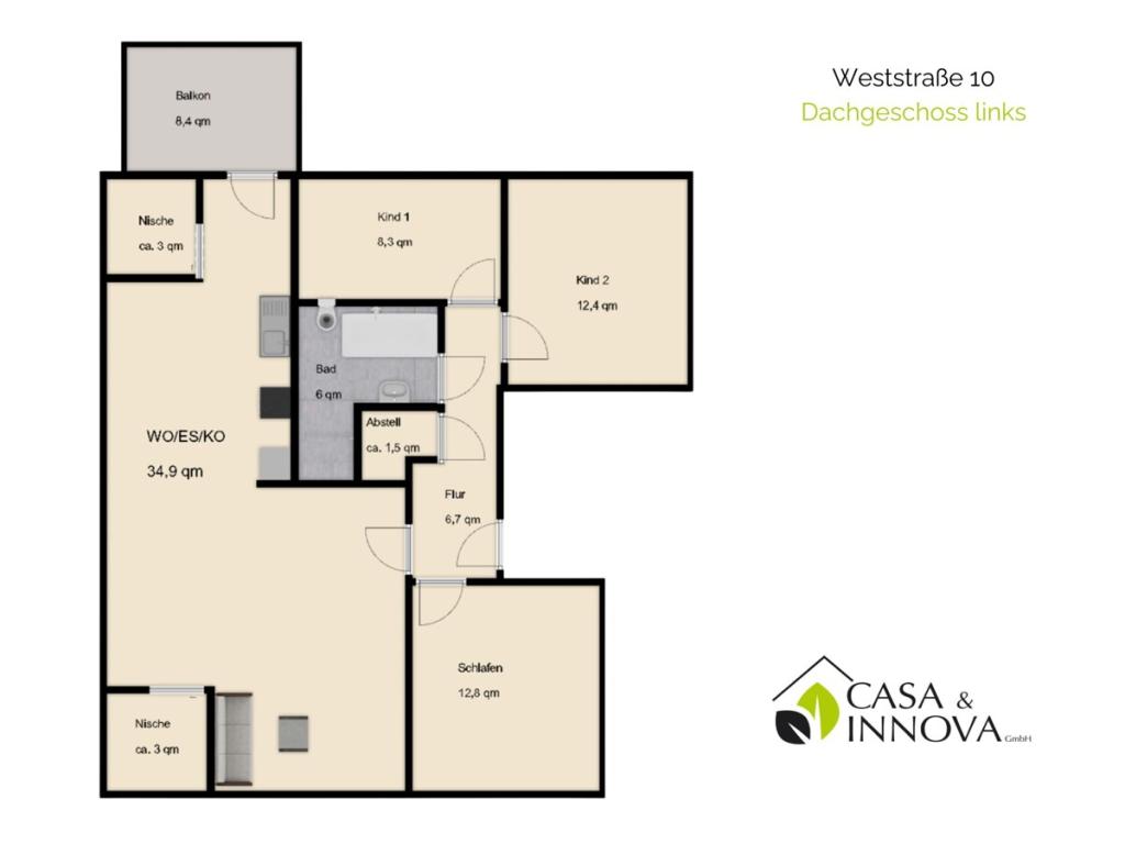 Altbauflair neu gedacht – moderne 4-Zimmer-Wohnung mit Sichtbalken & Balkon - Foto 5